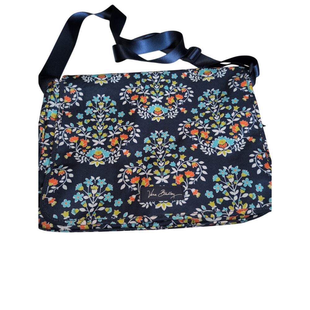 Vera Bradley Blue Chandelier Canvas Messenger Bag